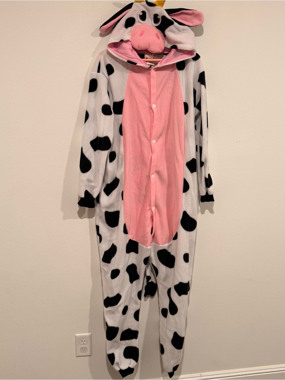 Cow Print Footie Onesie in Pink & Black